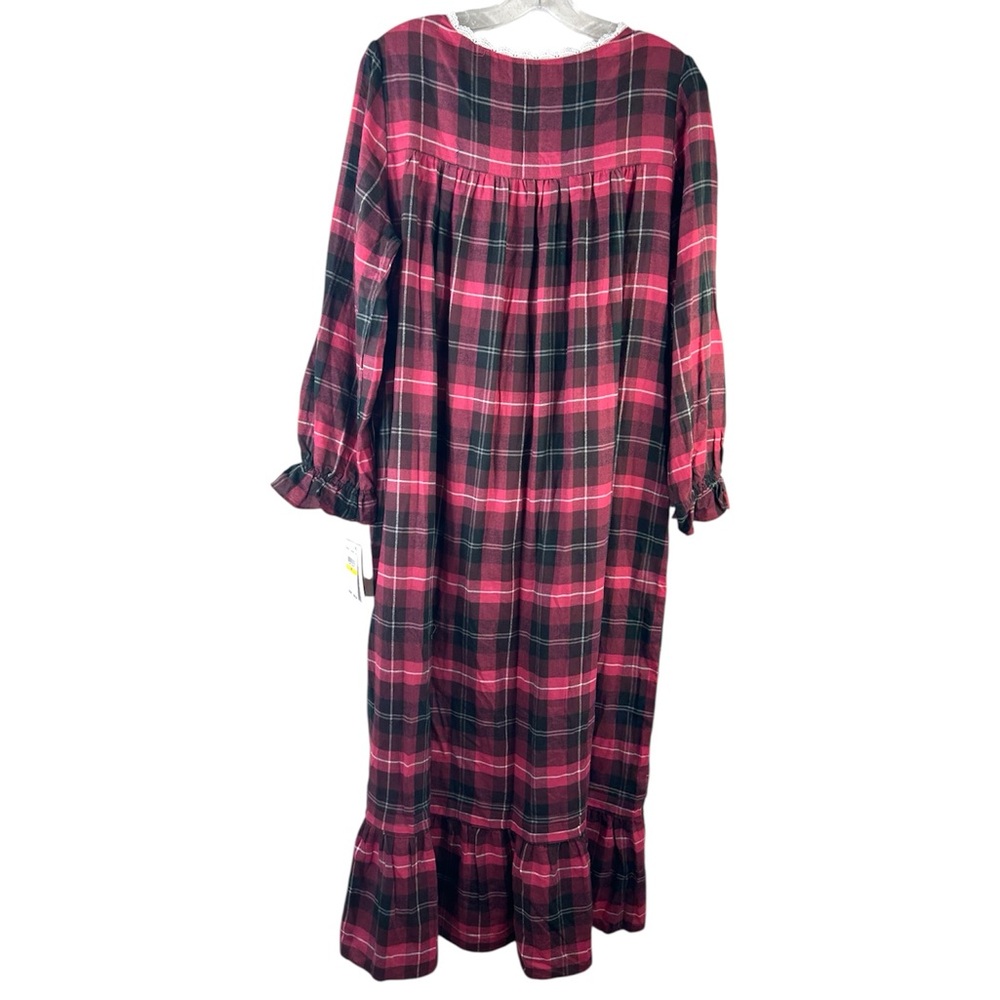 Eileen West womans in full swing nightgown new red pink plaid flannel Pjs dress - Picture 7 of 16